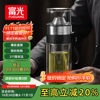 Fuguang antibacterial glass double-layer high borosilicate water cup tea separation cup men and women office tea cup 260ml