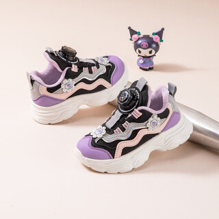 Hello kitty children's shoes girls cotton shoes winter fashion dad shoes kuromi children's warm sports shoes 6922 black purple pink 27