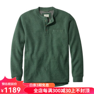 L.l.bean men's sweater henry shirt casual sports pullover autumn and winter velvet thickened warm top middle-aged and elderly dad wear green heather green l suitable for bust 116-122cm