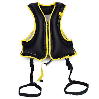 Children's snorkeling life jacket buoyancy vest inflatable foldable portable safety swimming ring diving vest black 1 piece - with leg straps one size fits all