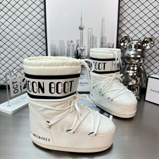 厚底毛毛月亮雪地靴女2025冬季新款中高筒系带棉鞋挡滑保暖滑雪鞋 白色 35