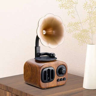 Yusenyi retro ornaments living room entrance tv cabinet wine cabinet home decoration back-to-school gift gramophone bluetooth speaker wood color