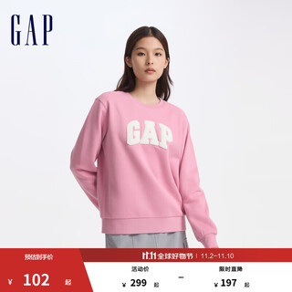 Gap women's logo carbon soft fleece sweater loose sports top 634638 pink 175/92a (xl) asian size