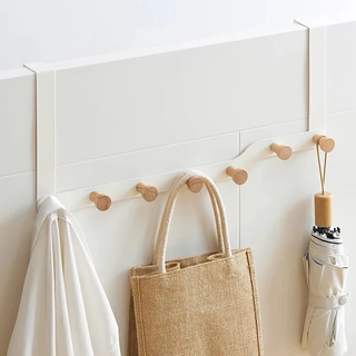 Jingcai coat rack behind the door coat hanger clothes rack behind the door coat hook no punching coat hook 7 hooks white