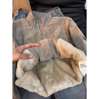 Ruyal american retro tie-dye pu leather cotton jacket men's winter plus velvet warm cotton coat cleanfit jacket cotton-padded jacket light gray xl