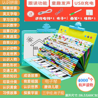 山头林村儿童早教03-6充电中英文电子书识点读学习机宝宝拼音有声读物 顶配充电款-47面_面点读本-带解说