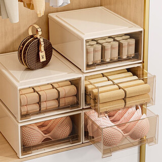 Zhifan japanese underwear storage box wardrobe storage box for underwear, divided into compartments for socks, three-in-one organizing artifact 1 extra large-white underwear box-12 compartments transparent visual classification drawer type