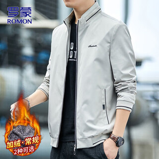 Romon jacket men's autumn and winter business jacket men's casual stand collar top men's khaki xl