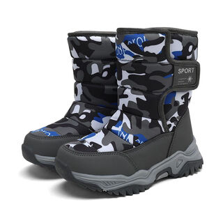 Autumn and winter plus velvet children's winter boots cold-proof cotton boots women's shoes snow boots thickened boys' boots cotton shoes warm snow shoes 9965 snow boots gray camouflage can be worn at minus 40 degrees 29