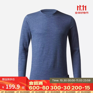 Decathlon outdoor mountain sports merino wool breathable, moisture-absorbing, warm and comfortable men's long-sleeved t-shirt-2478032
