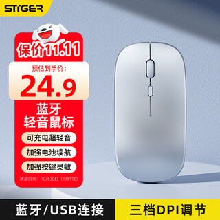 斯泰克（stiger）可充电无线蓝牙鼠标轻音双模便笔记本ipad平板电脑台式机办公商务人体工学适用于华为苹果小米华硕
