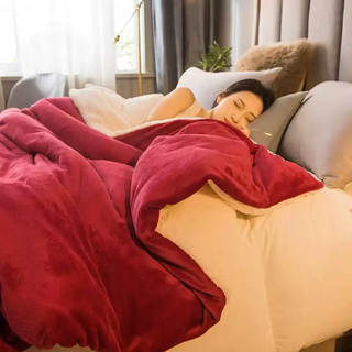 Rsrddy winter flannel blanket thickened office nap blanket cover sofa small quilt lambswool blanket for bed wine red single blanket-150x200cm thickened double-sided fleece