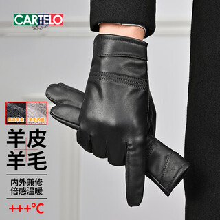 Cardile crocodile leather gloves for men in autumn and winter thickened cold-proof and warm driving and riding skiing wool-lined sheepskin gloves for men