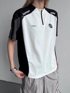 Half-zip contrasting color splicing jersey short-sleeved men's and women's summer cool quick-drying t-shirt sun protection feather sports cycling jersey white high quality m m