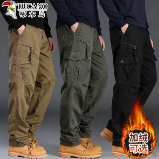 Woodpecker autumn and winter wear-resistant overalls men's cotton casual pants outdoor sports pants multi-pocket work pants labor protection trousers dark green pure cotton wear-resistant xl 150~170jin jin equals 0.5 kg