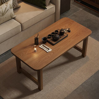 Halodn coffee table small apartment living room dining table dual-purpose foldable table simple installation-free tea table with reinforced legs small table installation-free walnut color 120*50*40cm