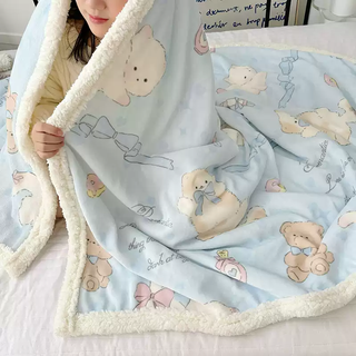 Fantasy blanket cover velvet small quilt nap winter children kindergarten student dormitory office sofa lunch blanket gift cat thickened warm anti-static non-shedding single piece 70x100cm baby blanket a side milk velvet b side lambswool double warmth