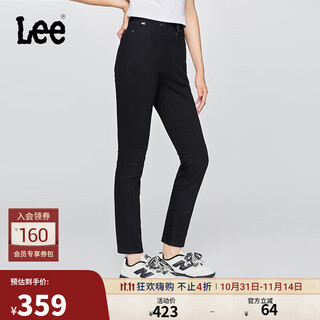 Lee25 autumn and winter new comfortable classic five-pocket high-waisted black women's jeans black 27