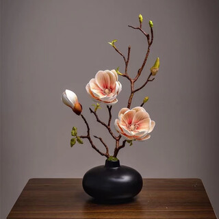 Fan yejia's simulated magnolia ceramic vase set desktop entrance hall high-end ornaments new chinese style simulated floral decoration