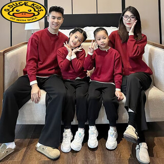 G.duck25 new autumn and winter crew neck sweater, thickened, versatile for a family of three and four, black trousers with velvet 150