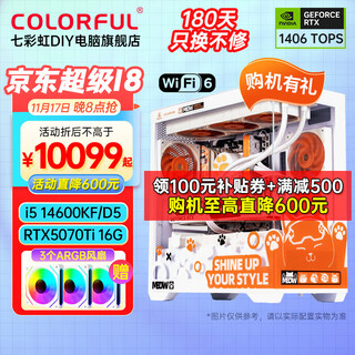 Colorful orange cat customized host 14600kf/230f rtx5060ti 5070ti desktop computer water-cooled chicken game ai live broadcast design diy assembly machine with six丨14600kf+rtx5070ti 16g丨32gb (16g*2)d