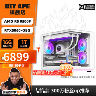 Diy ape ancient era installation ape 9500f host 5060/5070 graphics card wanli snow fox delta game e-sports live broadcast diy complete machine design desktop assembly computer configuration one 9500f+rtx5060