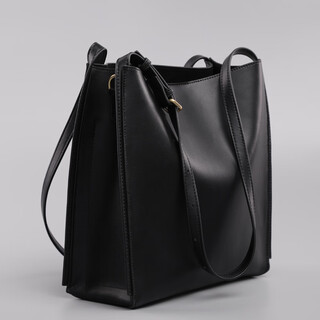 2025 european and american new bucket bag commuter bag large capacity women's bag tote bag women's crossbody cowhide single shoulder black-carb