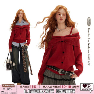 Unifree pure desire gentle wool sweater women's 2025 autumn and winter new one-shoulder sweet and age-reducing red one size