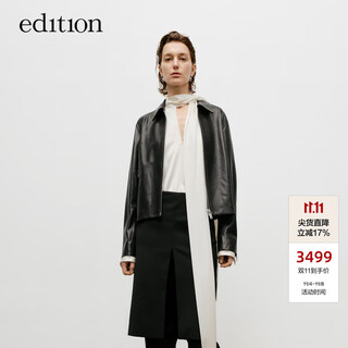 Edition leather jacket for women 2024 autumn new retro hong kong style short black sheepskin leather jacket black m 165