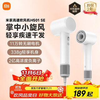 Mijia high-speed hair dryer h501 se xiaomi home hair dryer small whirlwind in the palm of your hand, fast hair drying, high-power negative ion protection, recommended as a birthday gift for your girlfriend, white