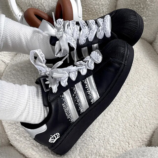 Adidas adidas women's shoes clover shell toe sneakers diy custom sneakers superstar classic sneakers crown shell retro diy 37