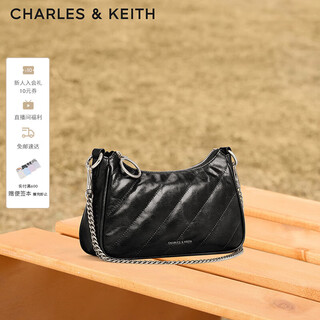 CHARLES&KEITH25冬新品多背法链条腋下包斜挎包女CK2-80151347-3 Noir黑色 M