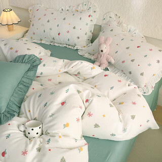 Yusenyi can customize pure cotton double-layer pastoral single-piece quilt cover for baby and children's mattress cover. cute card single and double quilt cover. white double-layer yarn for double warmth. 120x150cm (baby size)