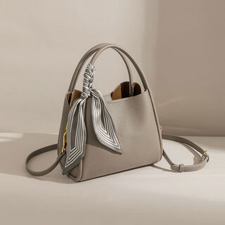 Handbags for women 2024 new fashionable and atmospheric bucket women's bags for mothers, middle-aged women's crossbody bags for women, elephant gray silk scarf, versatile for the season