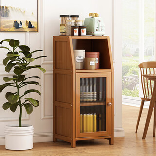 Sizhuge kitchen shelf nordic sideboard microwave oven household living room cabinet household solid wood multi-function storage cabinet wine cabinet single door model - brown