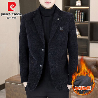 Pierre cardin slim men's winter jacket 2025 new small suit winter thick warm woolen cotton suit d6601-dark gray l size 115-130jin jin equals 0.5 kg
