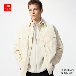 Uniqlo men's and women's corduroy work shirt long sleeve shirt casual retro 25 autumn and winter new style 480295 01 milky white 2xl