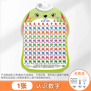 He jian gong baby audio early education wall chart children's enlightenment point reading sound toy infant learning literacy wall sticker 1 number recognition 1100 hook + battery