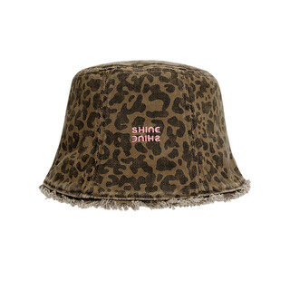 Xuanzi (shine) accessories pink leopard series fashionable leopard print double-sided bucket hat personalized forward hat newsboy hat bucket hat m (-cm)