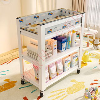 Kaooseen crib changing table steel three-layer removable multi-functional nursing rack blue bear length 790 width 520 height 150 cushions only