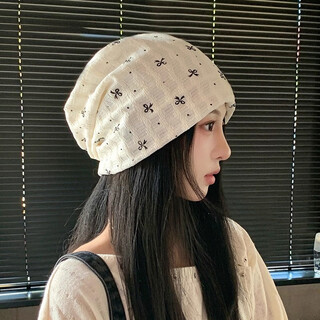 Mmoptop small bow pile hats for women, korean version, all-match face-showing small confinement hats, pregnant women's pullover cold hats