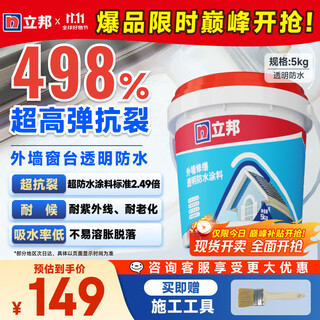 立邦 外墙防水涂料透明防水胶窗台防水补漏材料透明堵漏胶渗透型 5kg