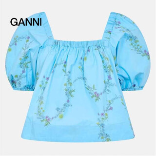 Ganni light luxury women's ld99 printed craft shirt brilliant blue 20 | 6 (32)