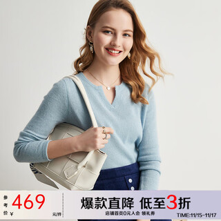 Paluopo autumn and winter scissor collar cashmere sweater for women solid color pullover knitted sweater iceland blue l 105