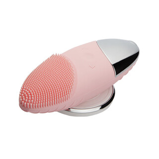 硅胶电动洁面仪超声波震动洗脸按摩神器男女士毛孔清洁器家用充电 粉色 温热42度+软毛清洁+10档调节