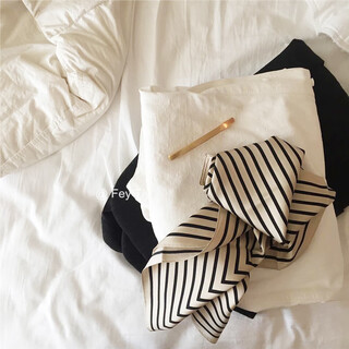 The real thing is more beautiful, new retro sun protection small silk scarf, professional versatile small square scarf, women's decorative scarf, headband, retro old yellow stripe scarf button