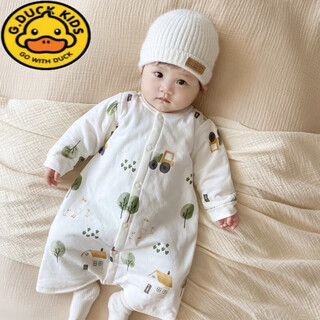 G.duckkids spring and autumn baby sleeping bag children's winter anti-kick quilt warm pajamas men and women baby padded jumpsuit pure cotton nightgown pastoral style warm thin cotton sleeping bag 100cm