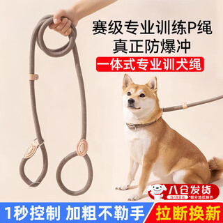 Oimgp rope dog leash traction rope dog training p rope p chain small and medium-sized dogs explosion-proof large dog training rope dog walking rope beige length 1.8*thick 1.0cm