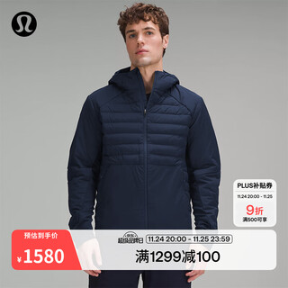 Lululemon丨down for it all men's down hooded jacket lm4aaes navy blue m