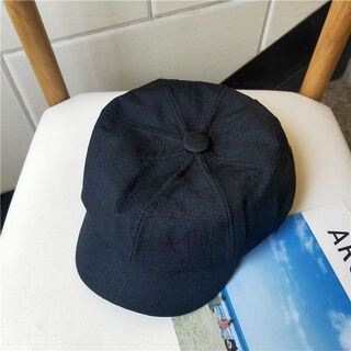 Blooming octagonal hat men's newsboy hat japanese retro literary versatile internet celebrity british beret painter hat trendy hat black m (56-58cm)